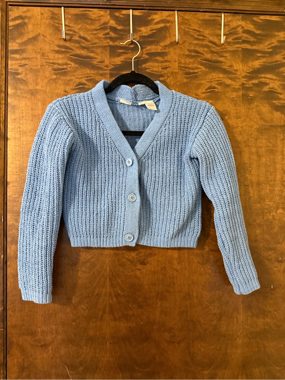 Light Blue Chunky Knit Button-Front Women's Cardigan